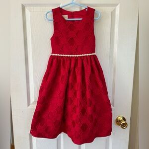 Girls Christmas Dress Holiday Dress Vintage Red Dress Formal Party Lace 6X 7
